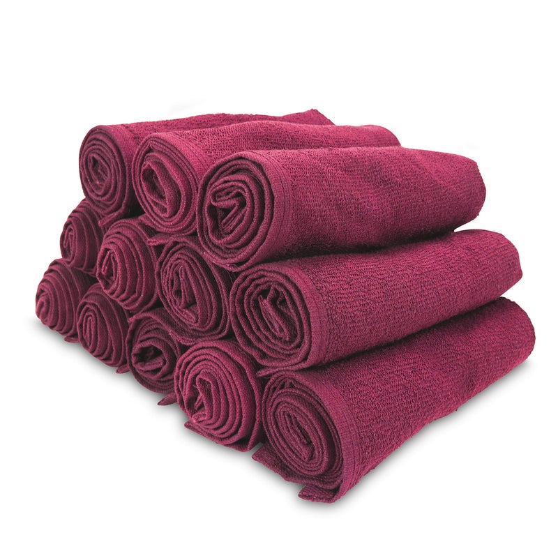 Arkwright, LLC Arkwright Bleach Proof Salon Towels - Pack of 12 - Highly Absorbent, 100% Cotton, Quick Dry Spa Face Towel for Hair Stylist, Barber, Pedicure, and Esthetician, 16 x 28 in, Burgundy - Image 1